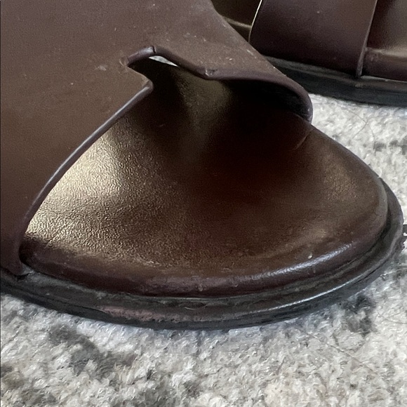 Men's Hermes Izmir Brown Leather Slides size 42 - Picture 2 of 3